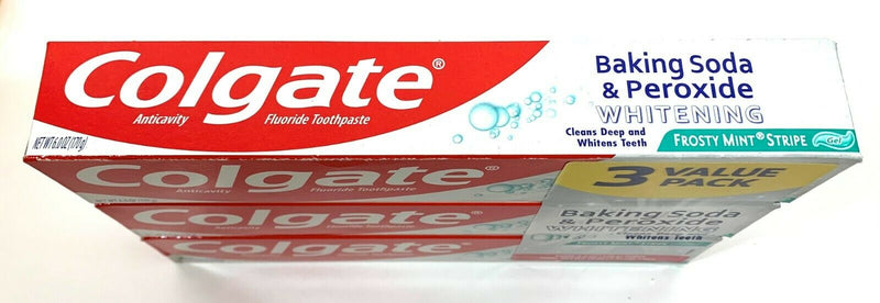 (3 Tubes) Colgate Baking Soda & Peroxide Whitening Toothpaste Frosty Mint Stripe