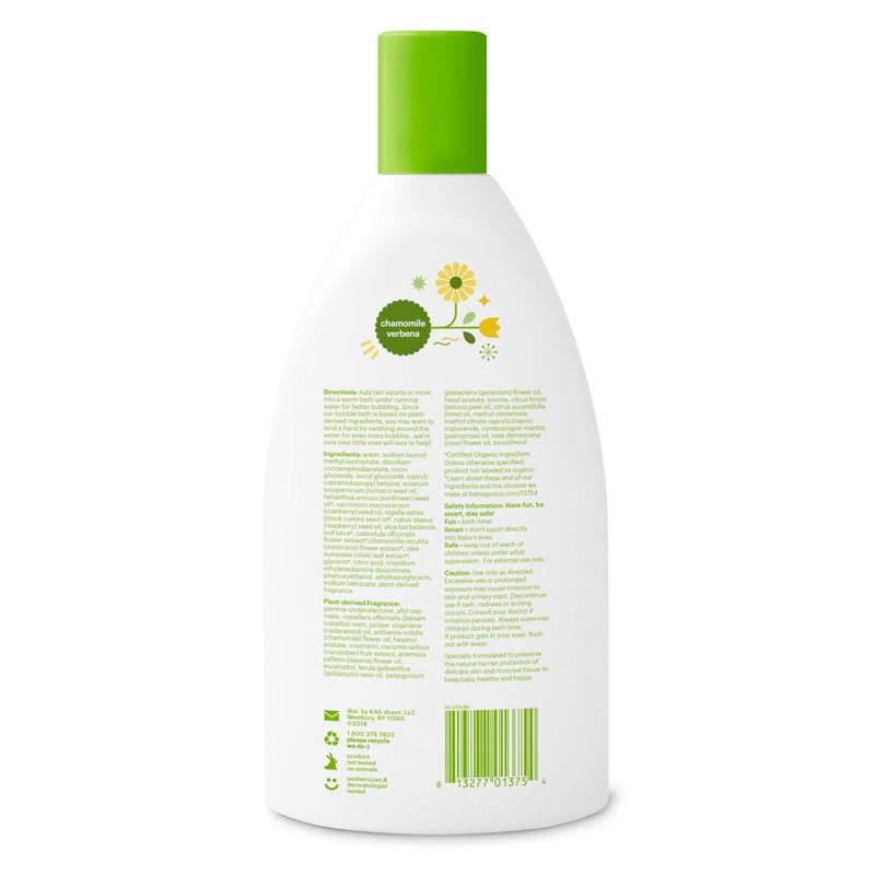 Babyganics Baby Bubble Bath, Chamomile Verbena - 20oz Bottle