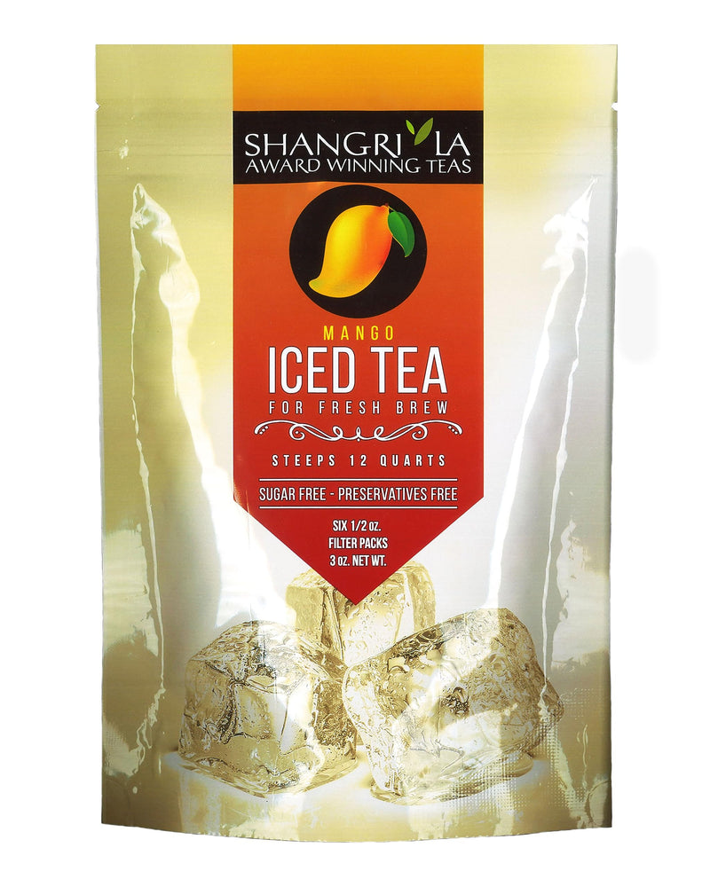 Shangri-La Tea Company Iced Tea Bags, Mango, Unsweetened And All Natural, Brews 2 Quarts Per Tea Bag, (6 Count) (5058)