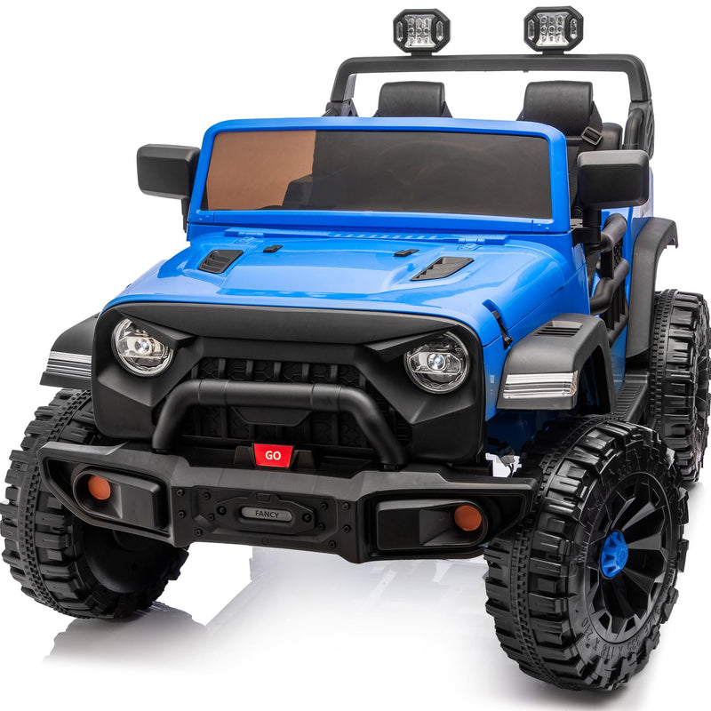 Outfunny 2 Seater Ride On Car Toy, 24V 4WD Electric Car For Kids 4-8 With Remote Control, 4X200w Motors, Capacity 150 Lb - Blue (LOCAL PICKUP ONLY)