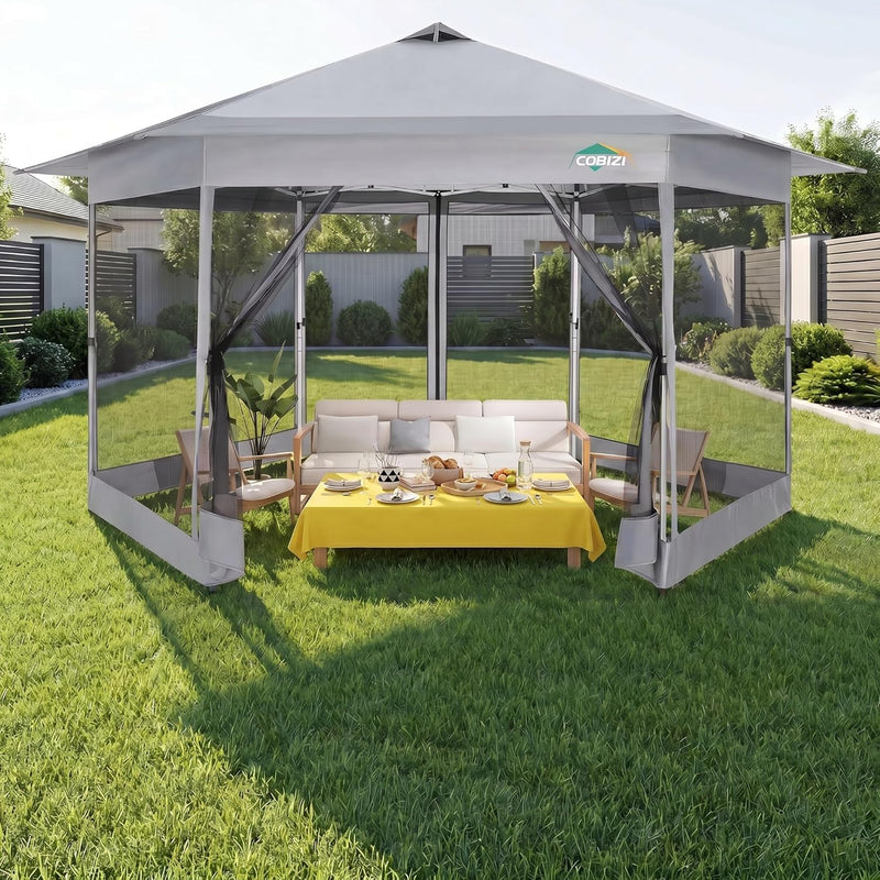 COBIZI 16X16 Pop Up Gazebo On Clearance, Mosquito Netting, Gray (LOCAL PICKUP ONLY)