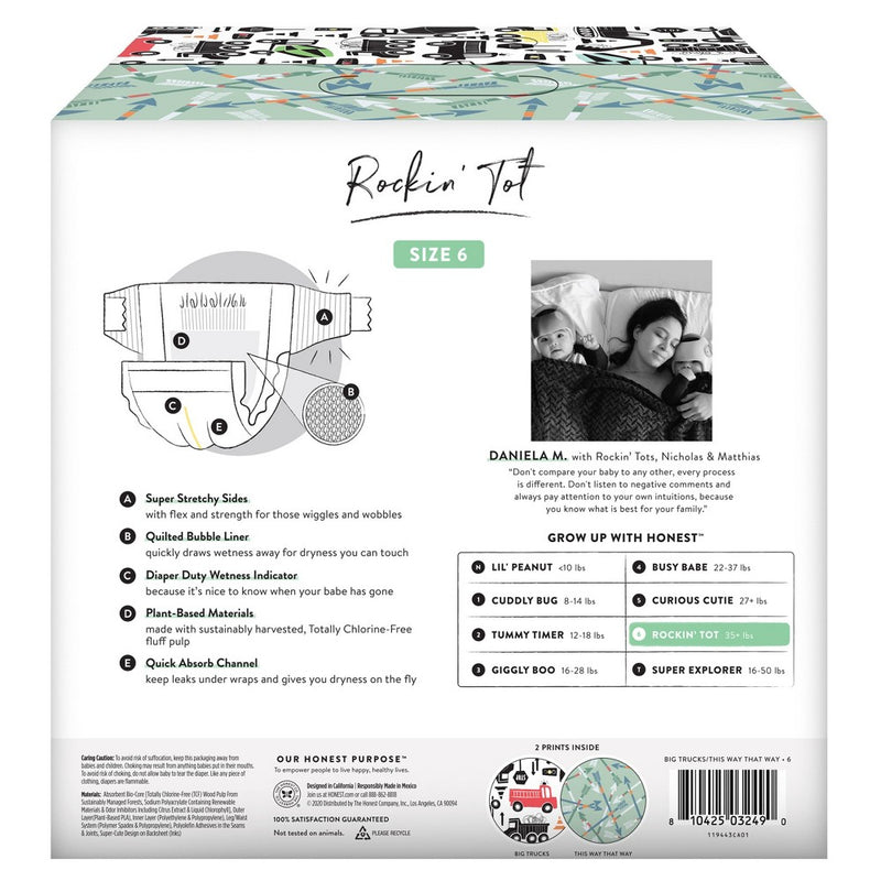 The Honest Company Disposable Diapers Big Trucks & This Way That Way - Size 6 - 44ct