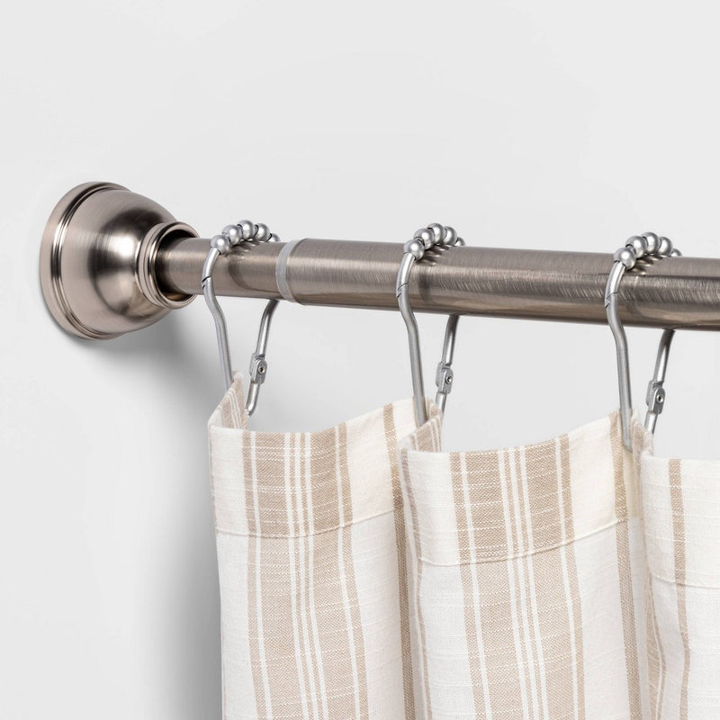 72" Rust Proof Stainless Steel Two-Way Mount Round Finial Shower Curtain Rod Brushed Nickel - Threshold (LOCAL PICKUP ONLY)