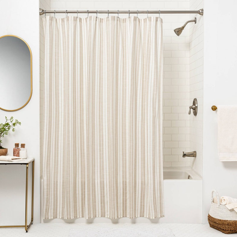 72" Rust Proof Stainless Steel Two-Way Mount Round Finial Shower Curtain Rod Brushed Nickel - Threshold (LOCAL PICKUP ONLY)