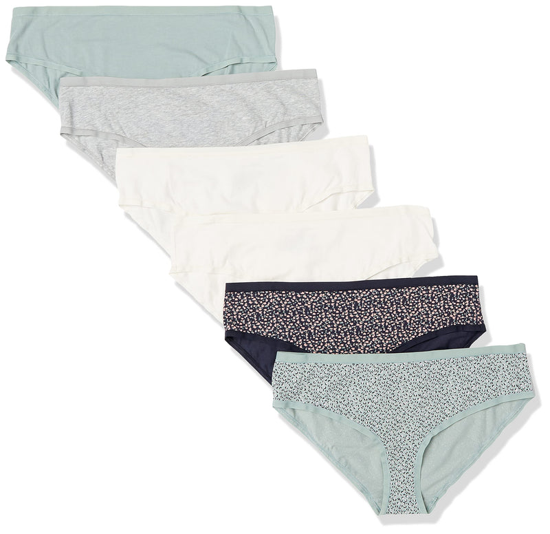 Amazon Essentials Women's Cotton Hipster Underwear - Discontinued Colors, Pack Of 6, Multicolor/Animal Print/Ditsy Floral/Heather, 4X
