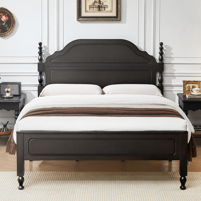 Bedspick Solid Wood Queen Bed Frame, Stable & Sturdy Queen Size Bed Frame With 50" Tall Headboard And Footboard, Heavy Duty Wood Bed Frame With 12 Wood Slats/No Box Spring Needed/Noiseless, Dark Brown (LOCAL PICKUP ONLY)