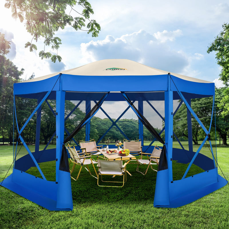 COBIZI 15X15ft Pop Up Gazebo, Screen Tent With Carry Bag & Stakes, Blue (LOCAL PICKUP ONLY)