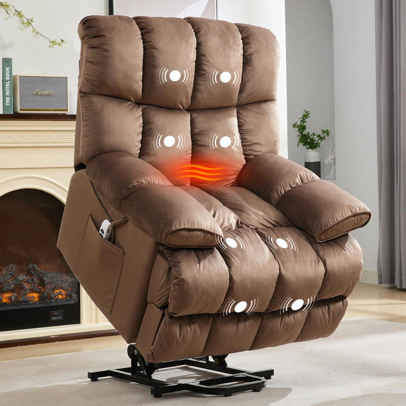 GNMLP2020 Power Lift Recliner Chair For Elderly, Electric Recliner With Heat & Massage Large Lift Chair Recliners For Living Room, RV, Bedroom(Brown) (LOCAL PICKUP ONLY)