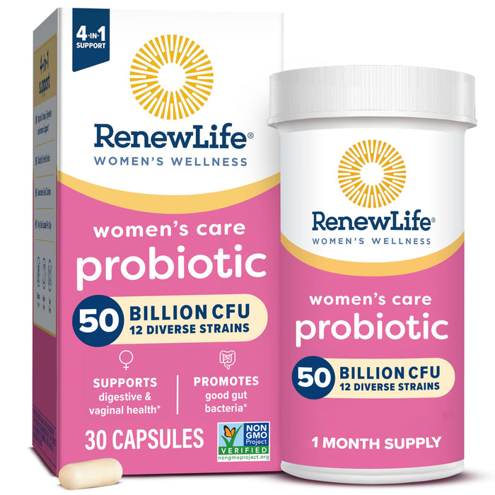 Renew Life Women's Probiotic Capsules, 50 Billion CFU Guaranteed, Supports Ph Balance, Vaginal, Urinary, Digestive And Immune Health(2), L. Rhamnosus GG, Dairy, Soy And Gluten-Free, 30 Count