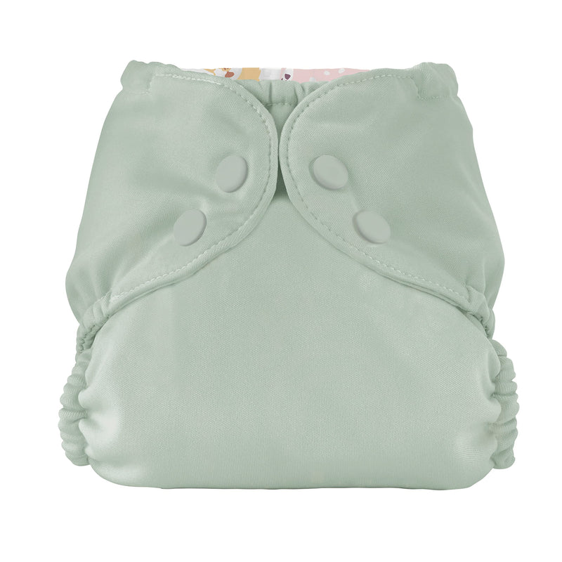 Esembly Cloth Diaper Cover - Reusable Swim Diaper, Waterproof, Breathable - Adjustable Outer Layer Over Absorbent Inner For Blowout Protection - Sea Glass, Size 2 (18-35Lbs)