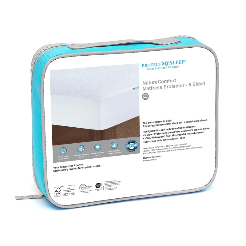 Protectmysleep® Cotton Terry Mattress Protector - 5-Sided, 100% Waterproof, Hypoallergenic Mattress Cover For Crib And Toddler Bed (Crib)