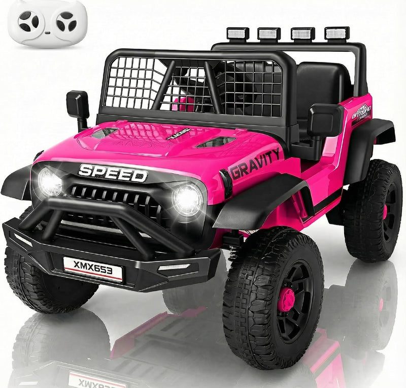 Hikole 24V Ride On Toys For Big Kids, 24V Power Wheels Truck With Remote Control, 3 Speed, Bluetooth, Music, Soft Start, Spring Suspension, LED Light, Electric Cars For Kids Boys Girls 3-5, Pink (LOCAL PICKUP ONLY)