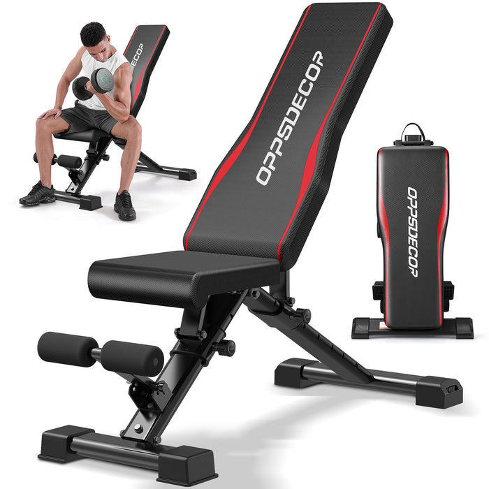 OPPSDECOR Adjustable Weight Bench, Easy Assembly Fast Folding Workout Bench, Space Saving Weight Benches Incline Decline Flat Utility Bench Press Bench For Home Gym Strength Training (LOCAL PICKUP ONLY)