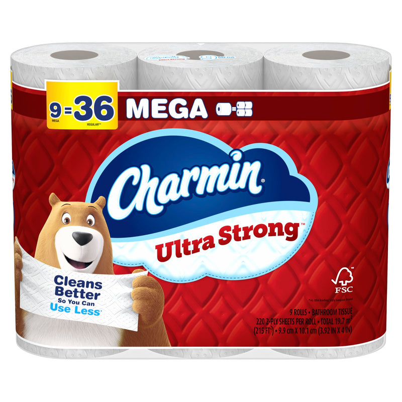 Charmin Ultra Strong Toilet Paper 9 Mega Rolls, 220 Sheets Per Roll