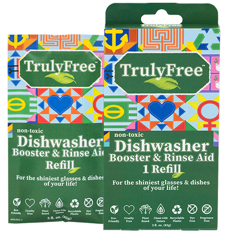 Truly Free Dishwasher Booster & Rinse Aid Refills, 1 Pack - Natural Concentrated Formula - Dish Soap, Dishwasher Detergent Cleaning Supplies, No Harmful Ingredients