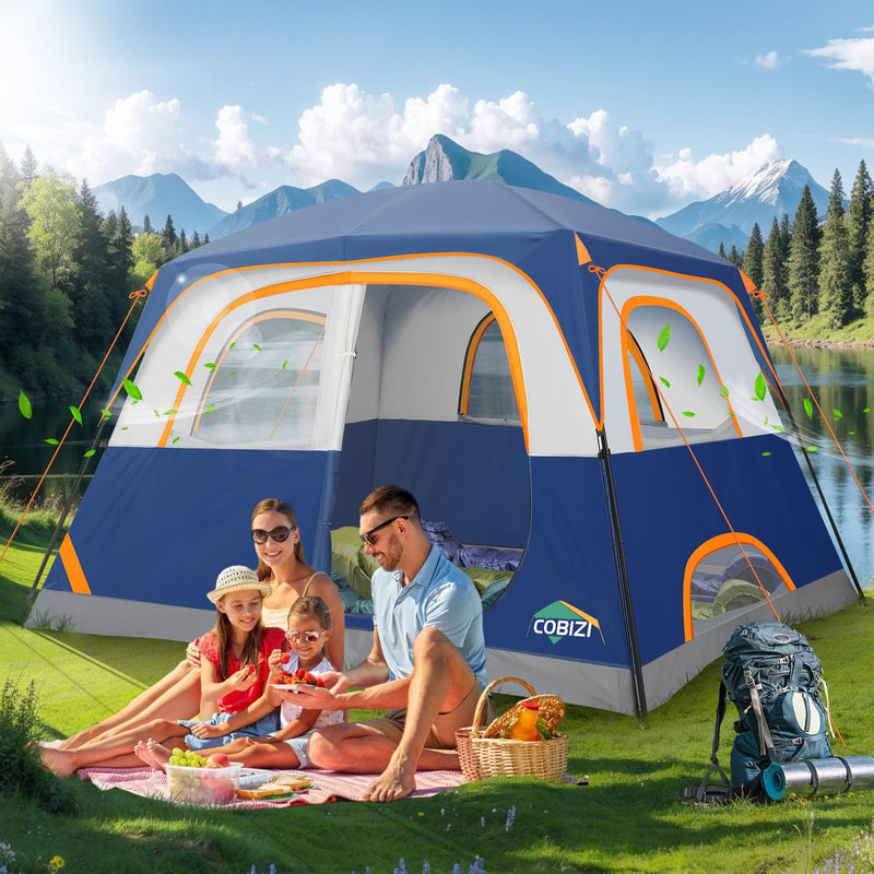COBIZI Tents For Camping 6 Person Camping Tent With Rainfly And Screen, Easy Setup Lightweight Portable Waterproof Outdoor Tent With Carry Bag For Backpacking, Hiking, Family Travel, Dark Blue (LOCAL PICKUP ONLY)