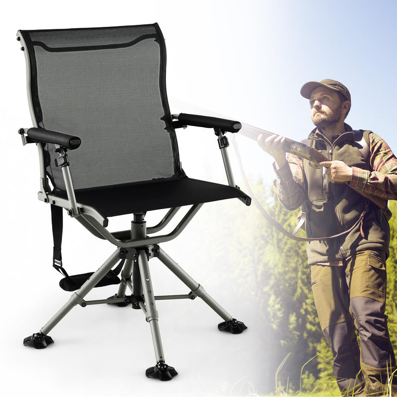 Tangkula Hunting Chair, 360 Degree Silent Swivel Blind Chair With 4 Adjustable Legs, Foot Pads & Armrests, Portable Folding Hunting Chairs For Blinds, Fishing, Camping (LOCAL PICKUP ONLY)