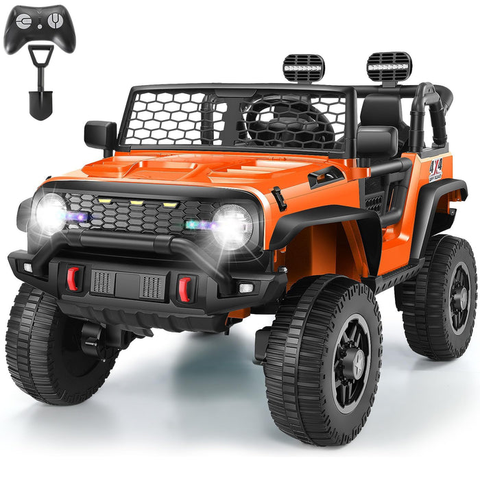 Hikole 24V Ride On Truck For Kids 4-8 With Remote Control, Kids 2 Seater Electric Car, 4WD/2WD Switchable, 3 Speeds, Spring Suspension, 20" Wide Seat, Bluetooth, Music&Horn, MP3, Orange (LOCAL PICKUP ONLY)