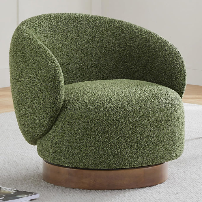 KISLOT Swivel Accent Chair Round Barrel Armchair Upholstered Performance Fabric For Living Room Bedroom Waitingroom,1 Box,Moss Green (LOCAL PICKUP ONLY)