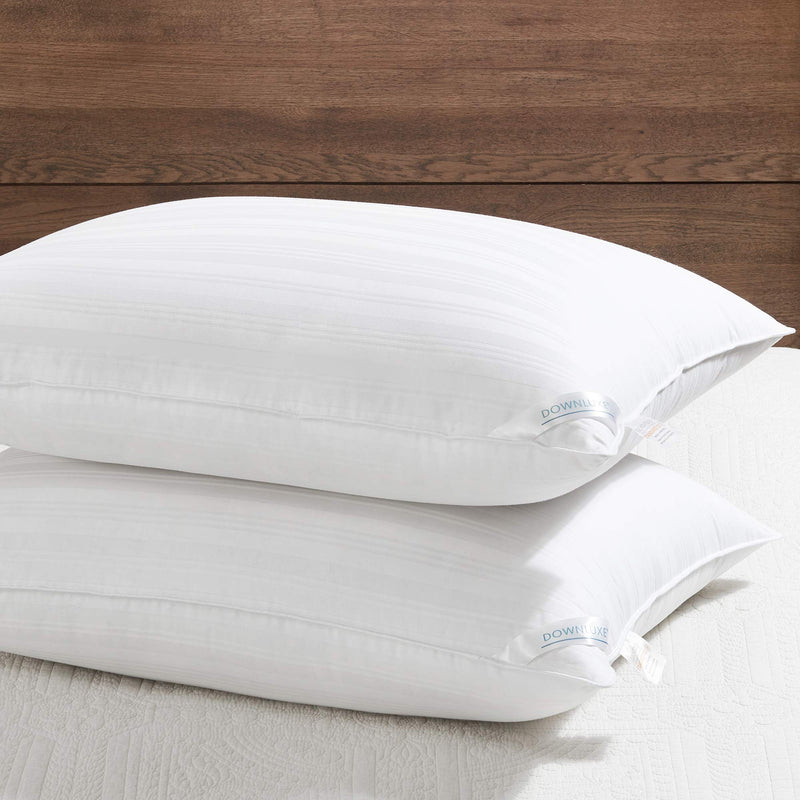 Downluxe Queen Size Bed Pillows Set Of 2-100% Breathable Cotton Cover, Premium Hotel Collection Soft Down Alternative Pillows For Sleeping, 20 X 30