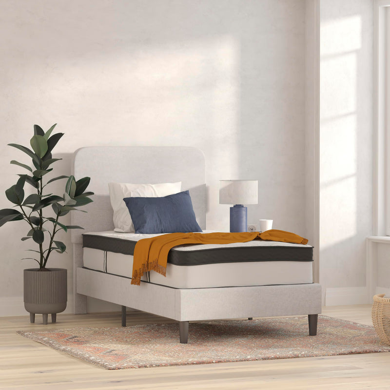 Twin Flash Furniture Capri Comfortable Sleep 12 Inch Certipur-US Certified Memory Foam & Pocket Spring Mattress, Twin Mattress In A Box White (LOCAL PICKUP ONLY)
