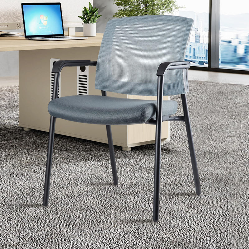 CLATINA Office Reception Guest Chair Mesh Back Stacking With Ergonomic Lumbar Support And Thickened Seat Cushion For Waiting Conference Room (Grey, 1 Pack) (LOCAL PICKUP ONLY)