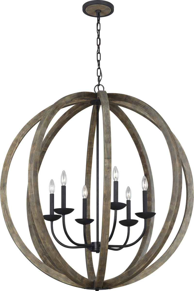 Feiss Generation Lighting-Sean Lavin-Chandelier 6 Light Steel In Transitional Style-38 Inch Wide By 40.88 Inch Tall (LOCAL PICKUP ONLY)