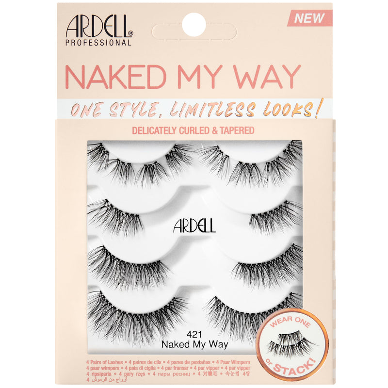 Ardell Naked Lashes 421 – Ultra-Light Natural Eyelashes With Clear Invisiband, 4 Pair