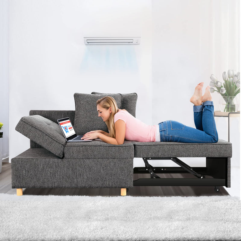 SEJOV Sofa Bed 4-In-1 Convertible Sofas & Couches, Dark Grey (LOCAL PICKUP ONLY)