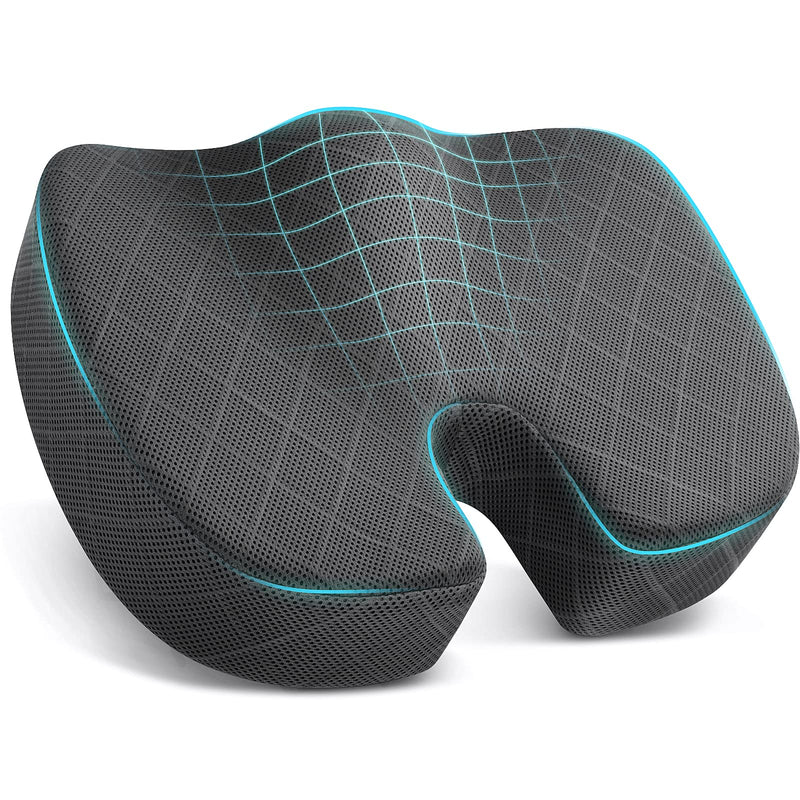 Tushguard Seat Cushion - Memory Foam Cushion For Office Chair, Car Seat, Airplane, Bleacher - Sciatica & Hip & Coccyx Pain Relief Desk Chair Cushion For Long Sitting Office Workers, Car Drivers
