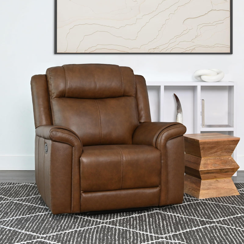 Giles Leather Manual Recliner, Brown (LOCAL PICKUP ONLY)