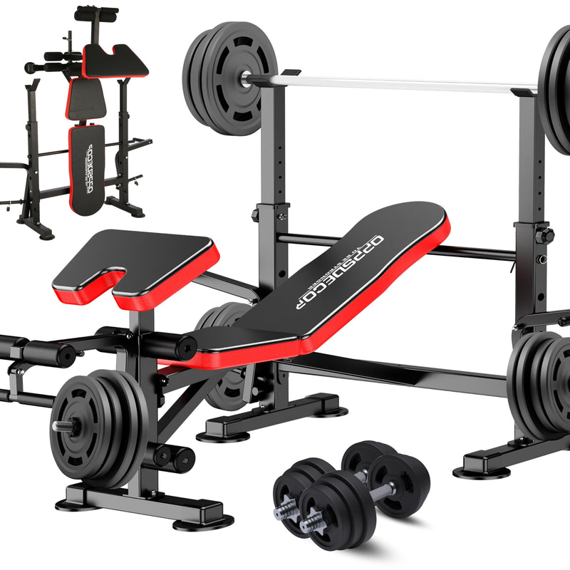 OPPSDECOR 900LBS All In One Weight Bench Set With Squat Rack Adjustable Workout Bench With Leg Developer Preacher Curl Rack Fitness Strength Training Bench For Home Gym (LOCAL PICKUP ONLY)