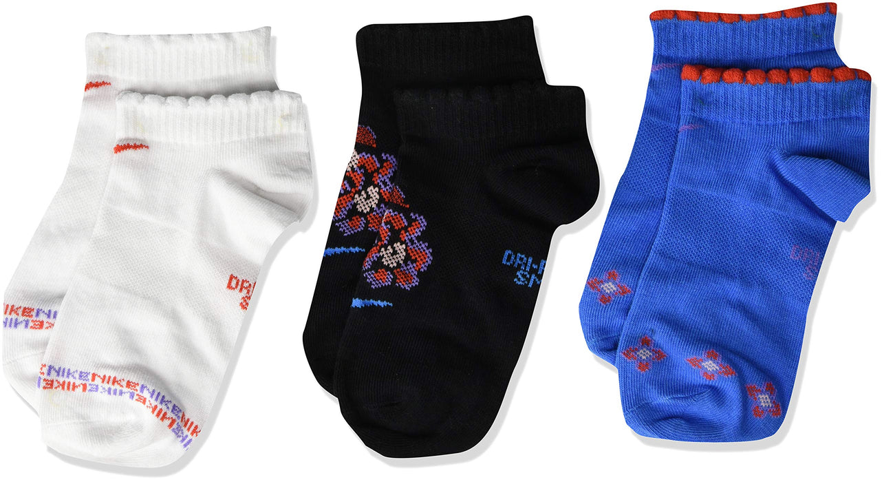 NIKE Youth Everyday Lightweight No Show 3 Pair - Gfx, Multicolor - Color, Medium