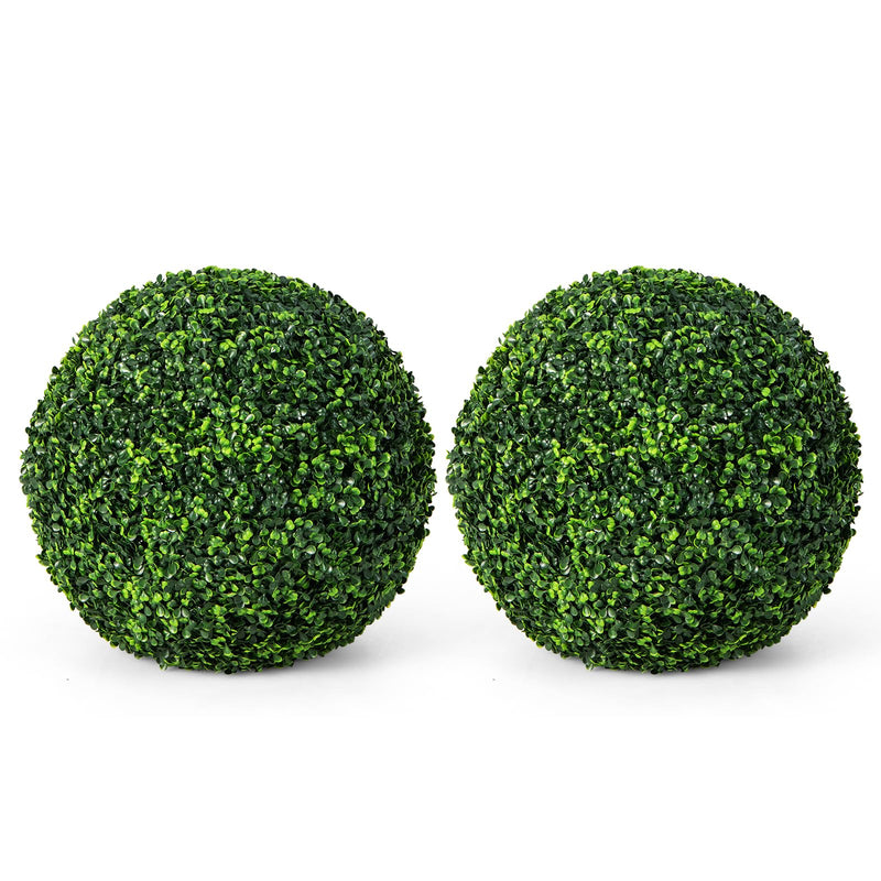 Goplus 2 PCS 19 Inch Artificial Plant Topiary Ball, Round Faux Boxwood Balls Outdoor, Garden Spheres Decorative For Front Door, Porch, Backyard, Balcony, Patio, Wedding And Home Décor