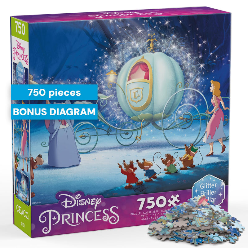 Ceaco Cinderella Carriage Glitter 750pc Puzzle