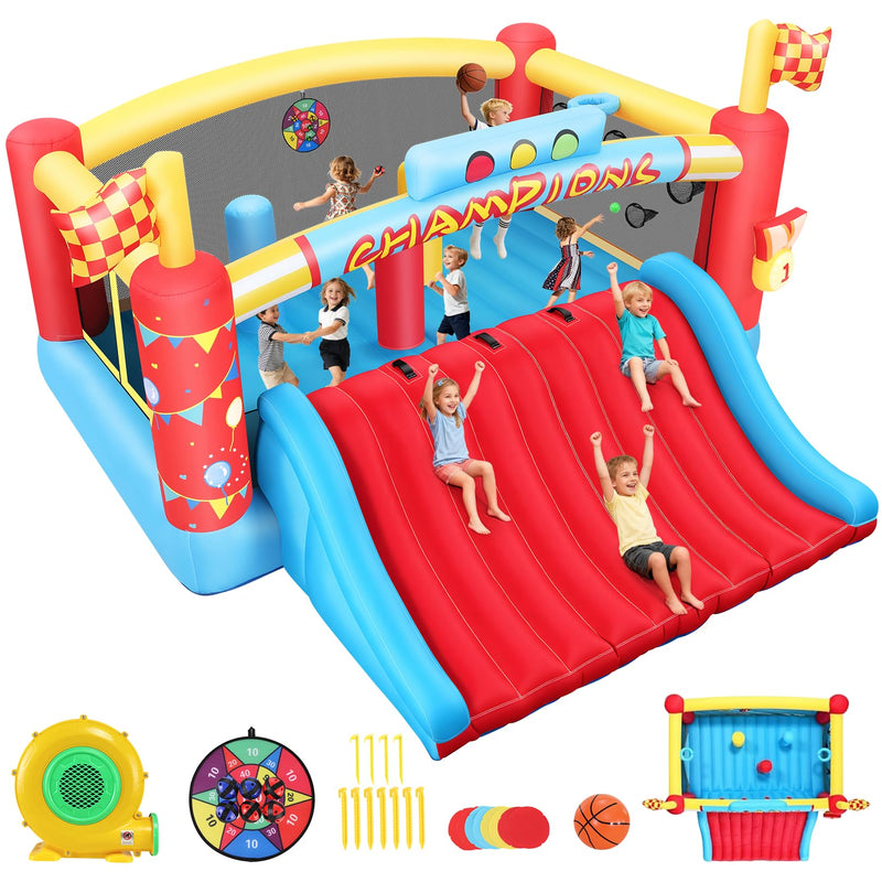 AKEYDIY Inflatable Bounce House,13.4Ft X 13Ft Kids Bouncy House With Extra Wide Slide&Climbing Wall, Bounce House For Big Kids 8-12,Outdoor/Indoor Kids Bouncy Castle For Holiday, 550W Blower Included (LOCAL PICKUP ONLY)