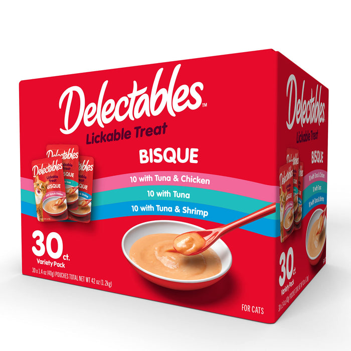 Hartz Delectables Bisque Variety Pack Lickable Cat Treat, 30 Count (Pack Of 1)