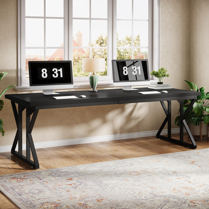 Tribesigns 78.74-Inch Large Executive Desk, Industrial Home Office Computer Desk, Simple Long Writing Study Table Business Furniture (Black) (LOCAL PICKUP ONLY)