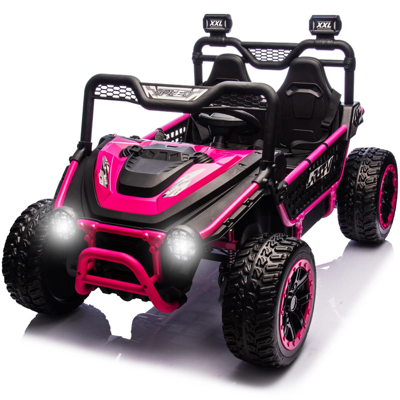 Sopbost Premium 24V 2 Seater XXL Kids UTV Ride On Car With Remote Control 4WD Off Road Electric Vehicle Ride On Toy Car With EVA Tires Wheels, Metal Frame, Bluetooth (Pink) (LOCAL PICKUP ONLY)