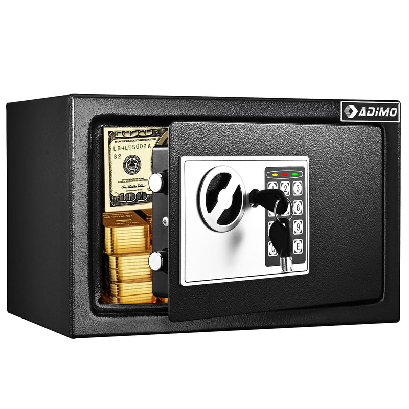 ADIMO Safe Box For College Dorm Room With Fireproof Waterproof Bag, Money Safe With Keys & Pass Code & Wall Mount Kits, Hidden Home Safe For Money, Jewelry, And Documents-0.5 Cubic Feet