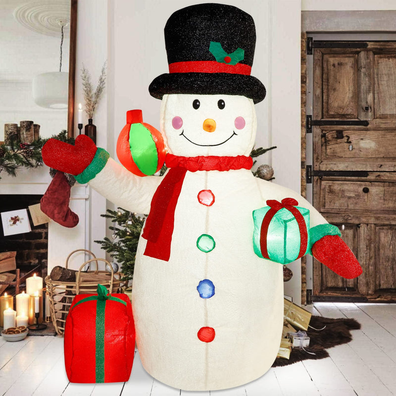 ATDAWN 6 FT Christmas Inflatable Plush Snowman, White, LED Lighted, Perfect For Indoor/Outdoor Christmas Decorations