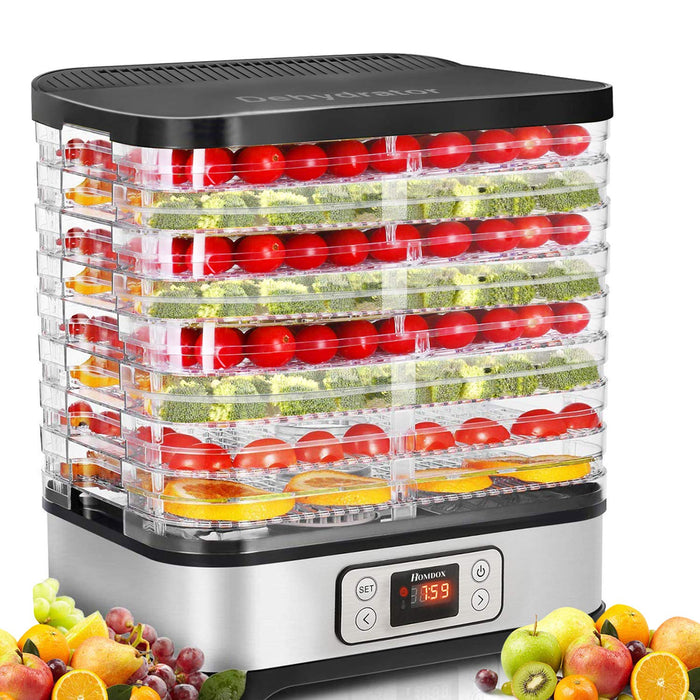 Homdox Food Dehydrator Machine, 8 BPA-Free Trays, 72H Timer & Temperature Control 158°F Max, 400W Dehydrator For Food And Jerky, Fruit, Herbs, Meat, Veggies, Dog Treats, Fruit Roll Sheet Included