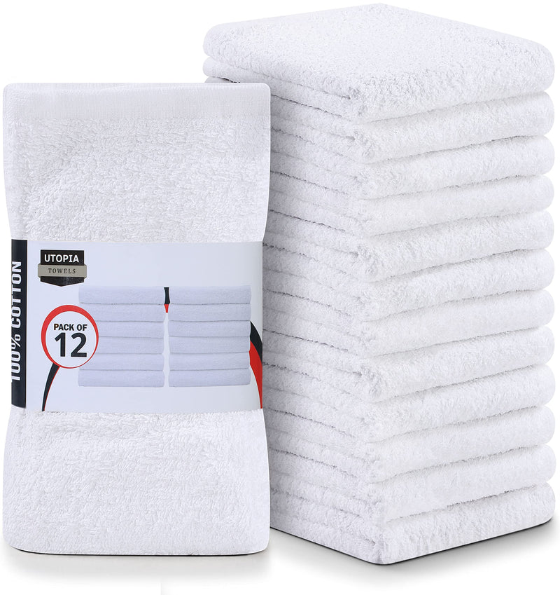 Utopia Towels Kitchen Bar Mops, Pack Of 12, 16 By 19 Inches, 100% Cotton Super Absorbent White Towels, Multi-Purpose Cleaning Towels For Home And Kitchen Bars