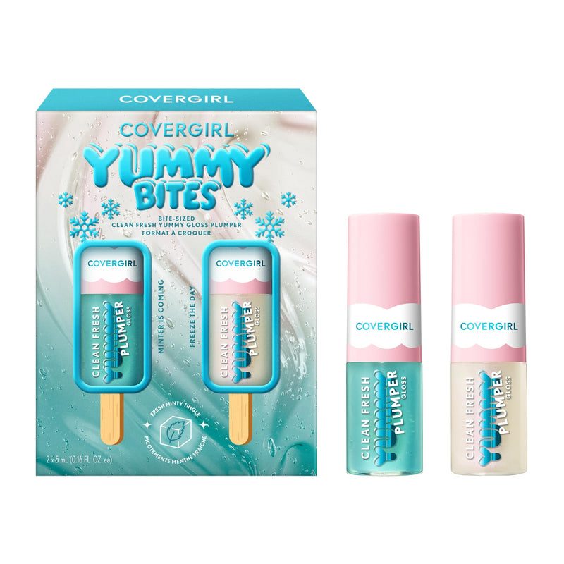 COVERGIRL Clean Fresh Yummy Gloss Plumper Bite-Sized Minis Kit - Minter Is Coming & Freeze The Day - 0.16 Fl Oz Each