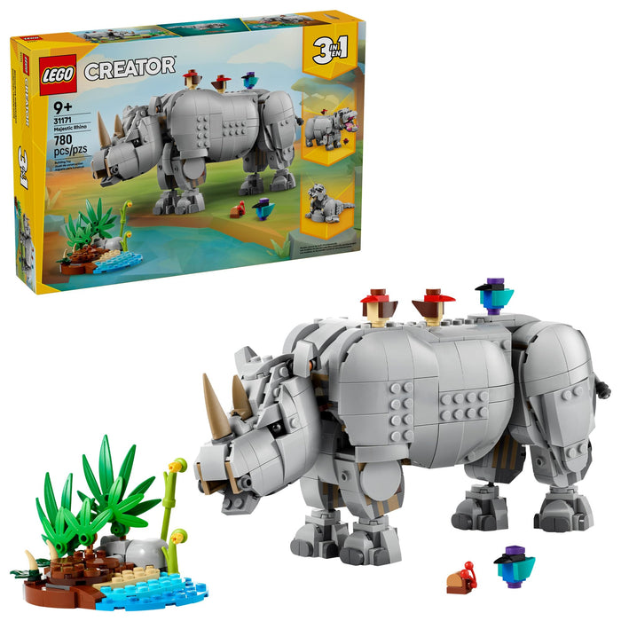 LEGO Creator 3 In 1 Wild Animals: Majestic Rhino With Birds 31171