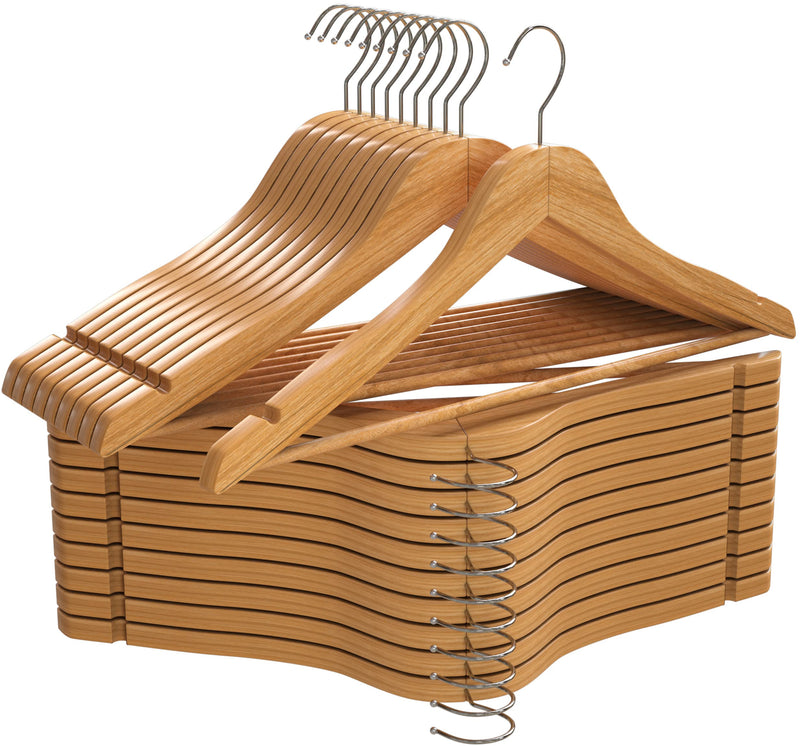 Utopia Home Premium Wooden Hangers 20 Pack - Durable & Slim Coat Hanger - Suit Hanger With 360-Degree Rotatable Hook - Wood Hangers With Shoulder Grooves (Natural Color)