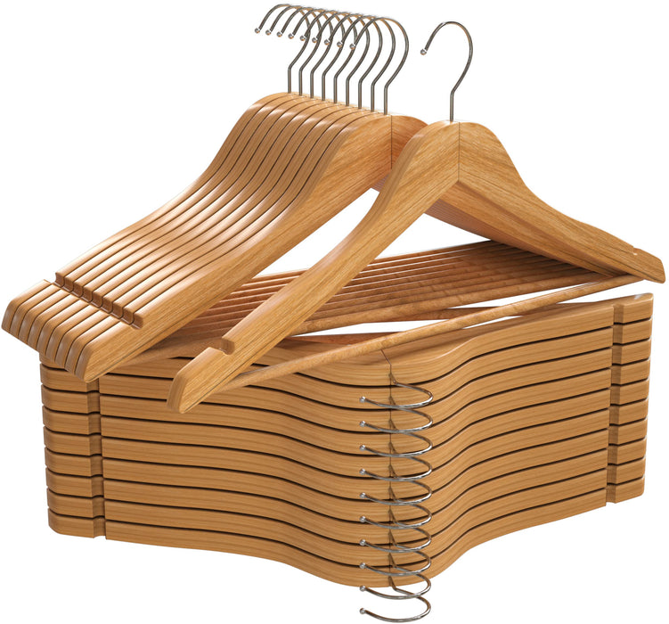 Utopia Home Premium Wooden Hangers 20 Pack - Durable & Slim Coat Hanger - Suit Hanger With 360-Degree Rotatable Hook - Wood Hangers With Shoulder Grooves (Natural Color)