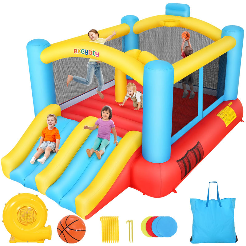 WHUBEFY Bounce House,Inflatable Bounce House For Kids With Blower Included,Indoor/Outdoor Playhouse Kids Bouncy House For Backyard,Jumping Castle With 2 Slides,Jumping Area (Inflatable Bounce House) (LOCAL PICKUP ONLY)