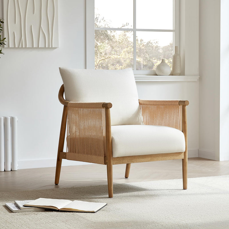 CHITA Braid Armchair, Modern Accent Chair For Living Room, Cream (LOCAL PICKUP ONLY)