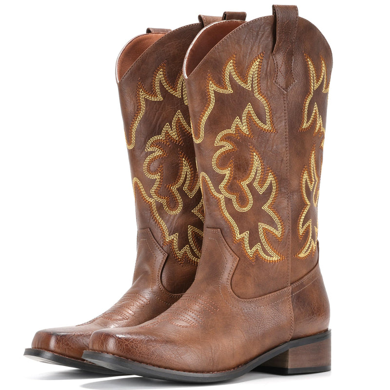 IUV Cowboy Boots For Women Square Toe Mid Calf Western SZ: 8 - SEE DETAILS